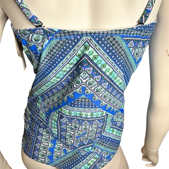 NWT Croft & Barrow Tankini Top Size 14 Blue Green - Picture 6 of 9